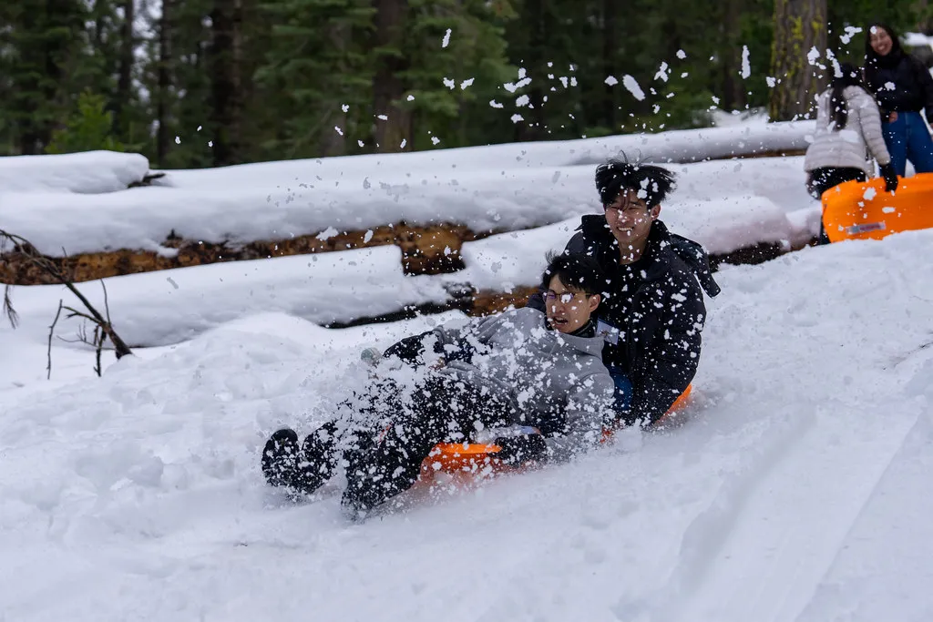 Klesis students sledding at the NorCal Winter Conference