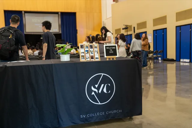 SVC College Church welcome table